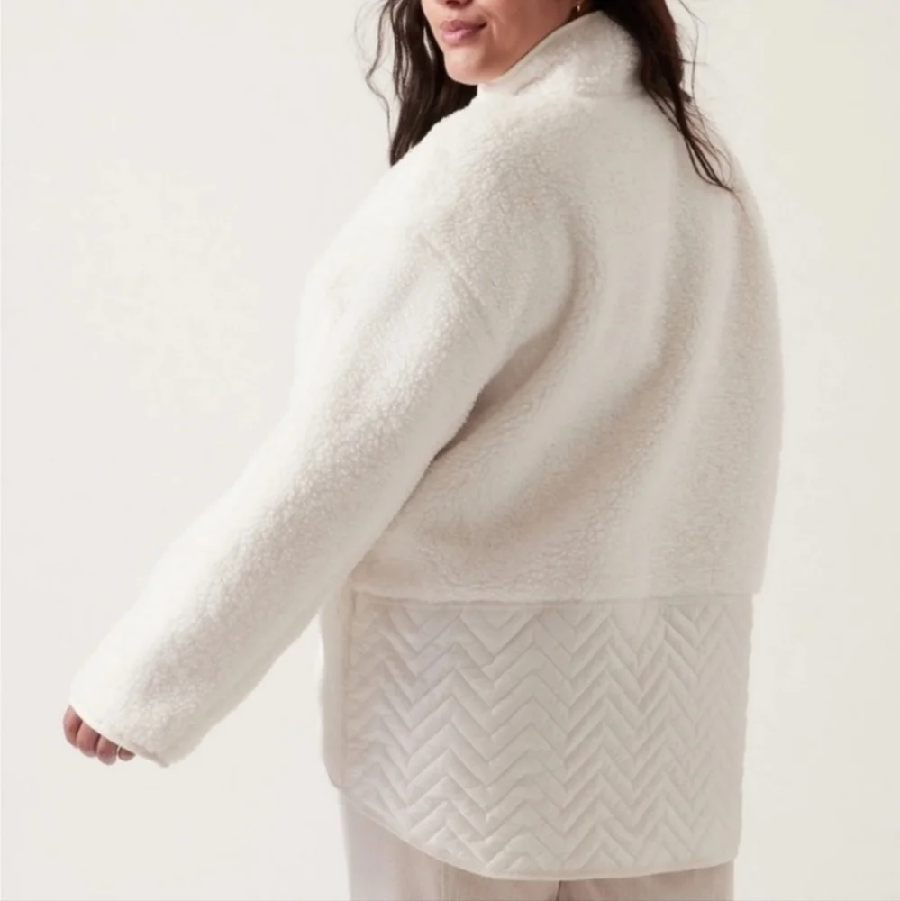 Athleta Cozy Sherpa Snap Sweatshit Sz Medium - Picture 2 of 7